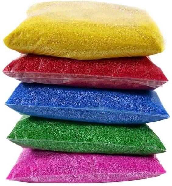 creative king (PACK OF 200GM X 5) PACKET RANGOLI Powder Rang for Navratri ,Pooja Mandir. Rangoli Stencil