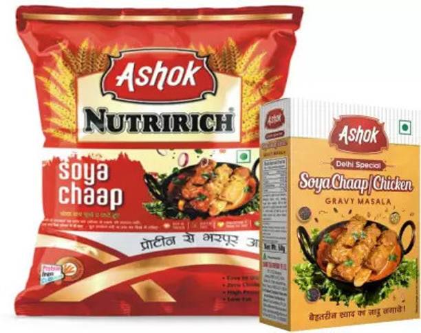 Ashok Nutririch Dry Soya Chaap 500g with 100g Soya Chaap Masala (Family Combo pack)
