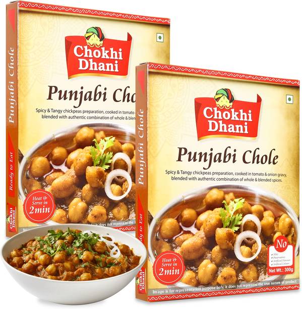 Chokhi Dhani by Chokhi Dhani Punjabi Chole | Amritsari Masala | Ready To Eat Meal in 2 Minutes (Pack of 2) 600 g