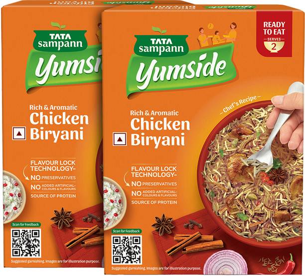 Tata Sampann Yumside Chicken Biryani, Rich and Aromatic, Ready To Eat Meal, Serves 4 Pax 660 g