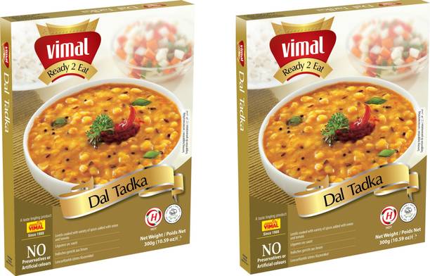 VIMAL Ready to Eat Tasty and Spicy Dal Tadka Instant Mix Vegetarian Meal with No Added Preservative and Colours - 300g Each | Pack of 2 600 g