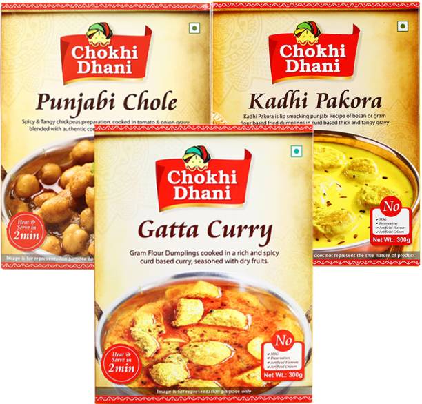 Chokhi Dhani Punjabi Chole 300 Gm,Kadhi Pakora 300 Gm,Gatta Curry 300Gm 0.85 kg