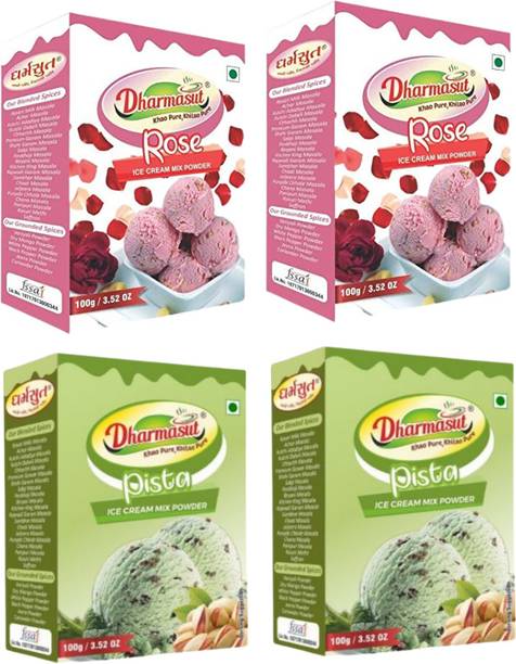 Dharmasut 2 Rose + 2 Pista Instant Ice cream Mix Powder 400 g