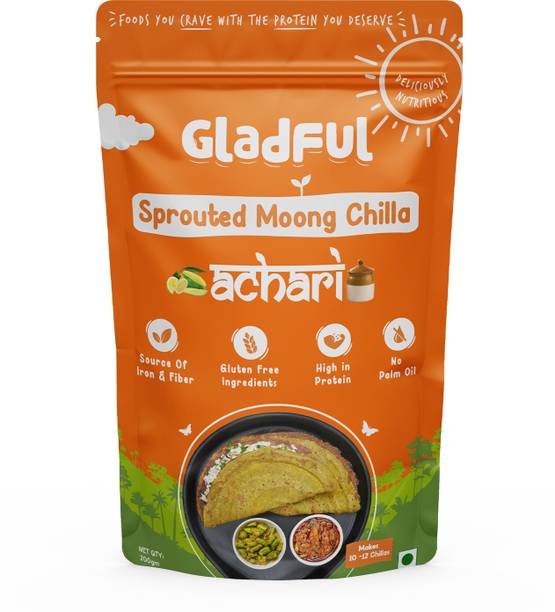 Gladful Sprouted Moong Achari Chilla Mix, No Maida, Vegan & High-Protein Chilla/Dosa Mix 200 g