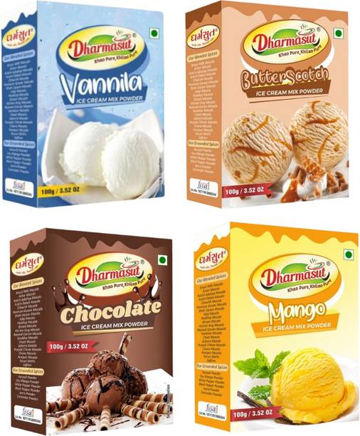 Dharmasut Vanilla + Butterscotch + Chocolate + Mango Instant Ice cream Mix Powder 400 g