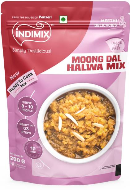 INDIMIX Instant Ready to Cook Moong Dal Halwa Mix | Ready In 3 Steps | Healthy & Tasty 200 g