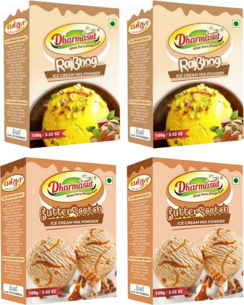 Dharmasut 2 Rajbhog + 2 Butterscotch Instant Ice cream Mix Powder 400 g