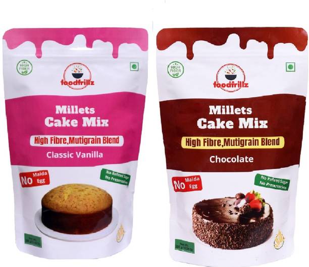 foodfrillz Millet Cake Mix-Classic Vanilla & Chocolate, No Maida, Eggless, No Refined Sugar 600 g