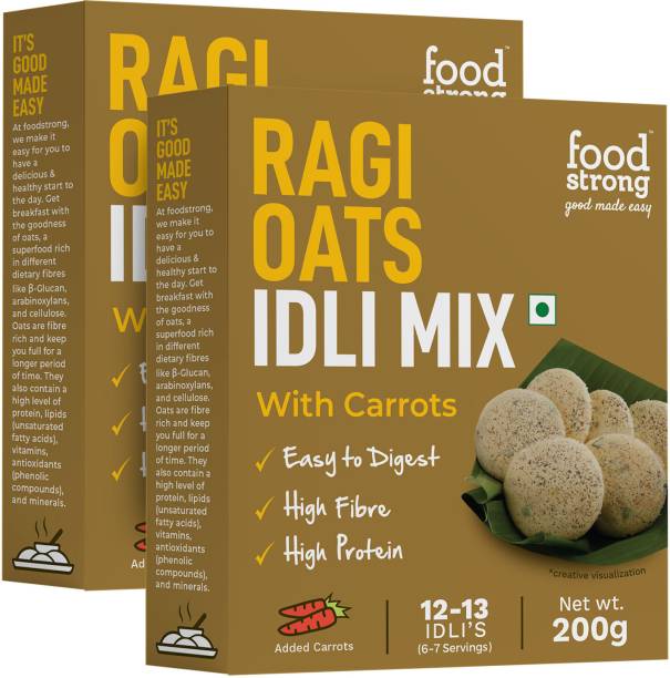 foodstrong Ragi Oats Idli Mix, High Fibre & Protein, With Added Carrots 400 g