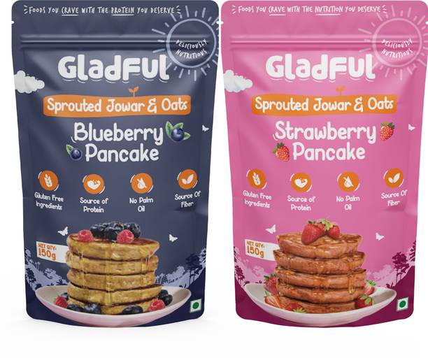 Gladful Strawberry and Blueberry Pancake Mix High Protein Plant Based Breakfast Mix 300 g