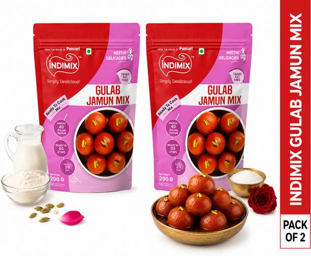 INDIMIX Instant Ready to Cook Gulab Jamun Mix | Ready In 3 Steps | Healthy & Tasty 400 g