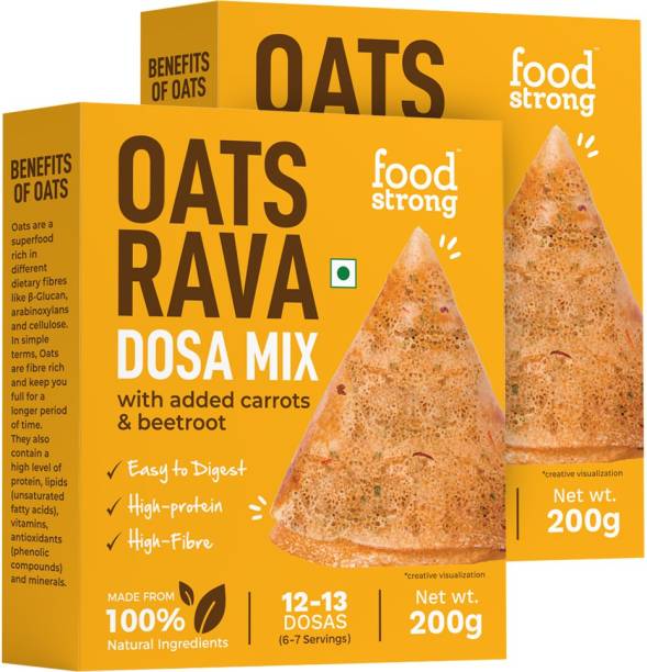 foodstrong Oats Rava Dosa Mix, High Fibre & Protein, With Added Carrots & Beetroot 400 g