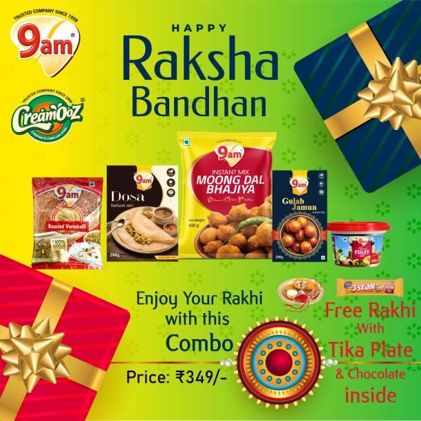 9am Rakhi Special All Time Favorite Combo (Gulab Jamun Mix, Moong Bhajia Mix, Dosa 975 g