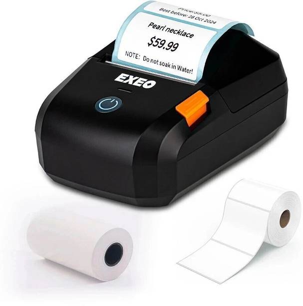 EXEO 58mm (2 Inch) Portable Label & Receipt Printer | Bluetooth + USB | Mobile & PC Thermal Receipt Printer
