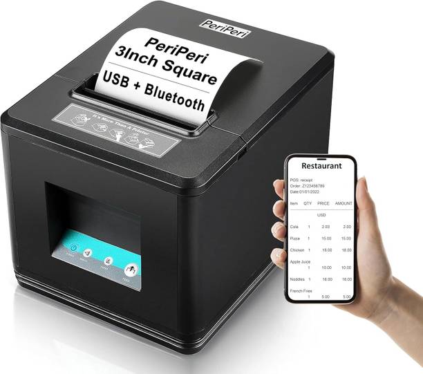 PeriPeri 80mm Square Bluetooth Receipt Printer With Auto Cutter & Cash Drawer Support Thermal Receipt Printer