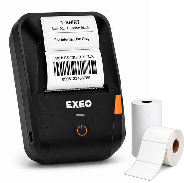 EXEO 58mm (2 Inch) Portable Label & Receipt Printer | Bluetooth + USB | Mobile & PC Thermal Receipt Printer