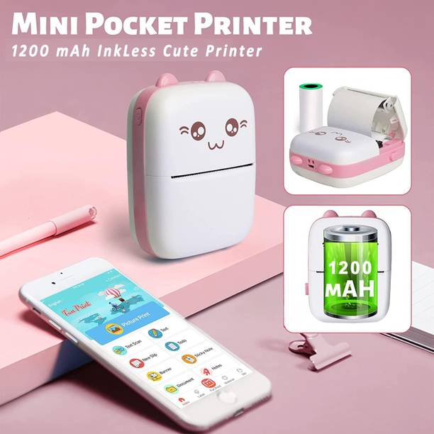 DIVYE Mini Thermal Pocket Printer for Prints Picture Photo Printer Black Ink Toner