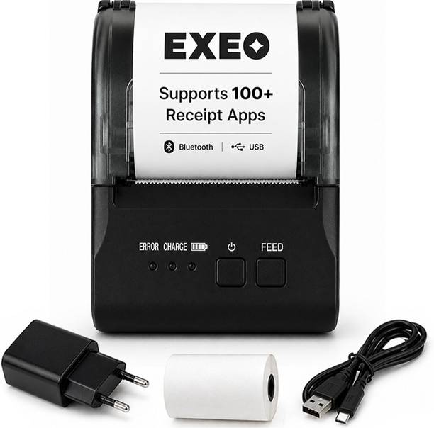 EXEO EX58P 58mm Portable Thermal Receipt Printer | Bluetooth + USB | Rechargeable Thermal Receipt Printer