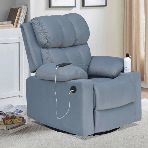 ARRA Royale Relaxer Fabric 1 Seater Motorised, Rocking & Revolving Recliner - Grey Fabric Powered Swivel & Rocker Recliner