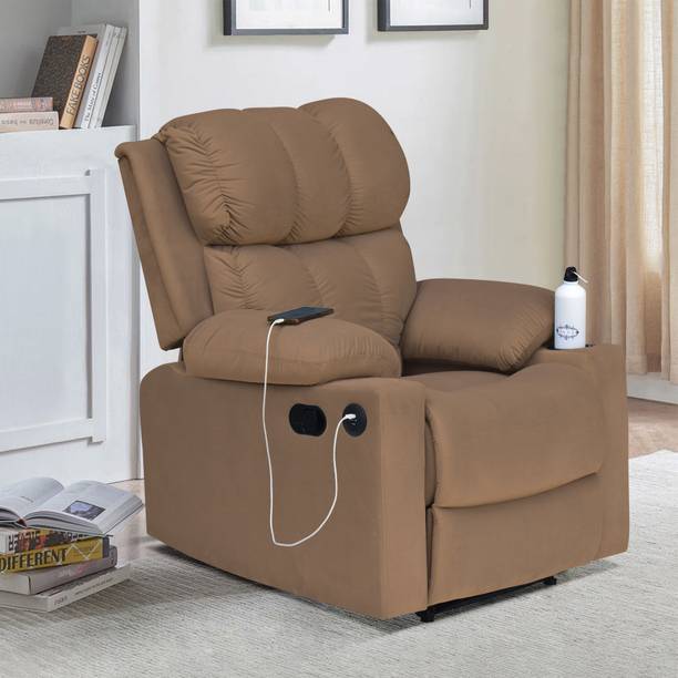 ARRA Royale Relaxer Velvet Fabric 1 Seater Manual Recliner With Pull-Out Lever Brown Fabric Manual Recliner