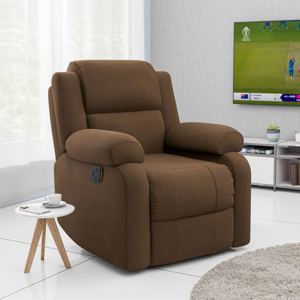 GREEN SOUL Comfy |Single Seater Recliner Sofa with Suede Fabric| Elite Brown Fabric Manual Rocker Recliner