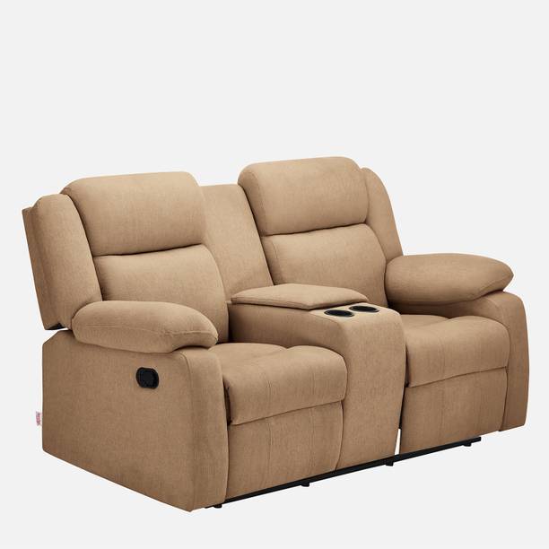Duroflex Avalon Twin - Modern 2 Seater Sofa With Center Console and Cup Holder Fabric Manual Recliner