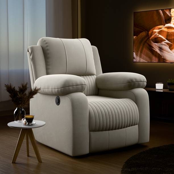 GREEN SOUL Laze RRR Single Seater Rocking and Revolving Recliner Sofa with Suede Fabric Fabric Powered Swivel & Rocker Recliner