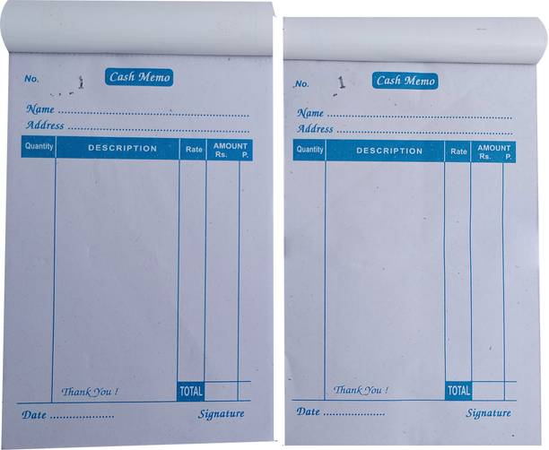 RTC Cash Memo Pack of 2 with Carbon Copy 2-Part Cash Memo