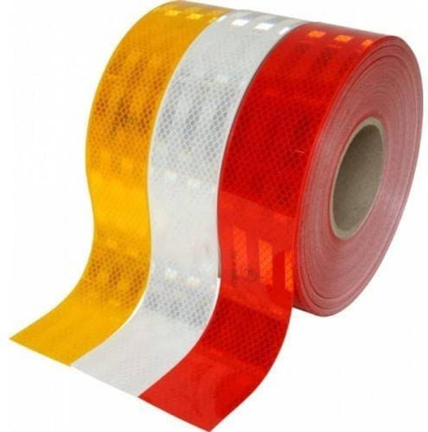 Conclood India Reflective Bright Intensity High Conspicuity Tape (2 inch x 50 mtr) 50 mm x 50 m Red, Yellow, White Reflective Tape