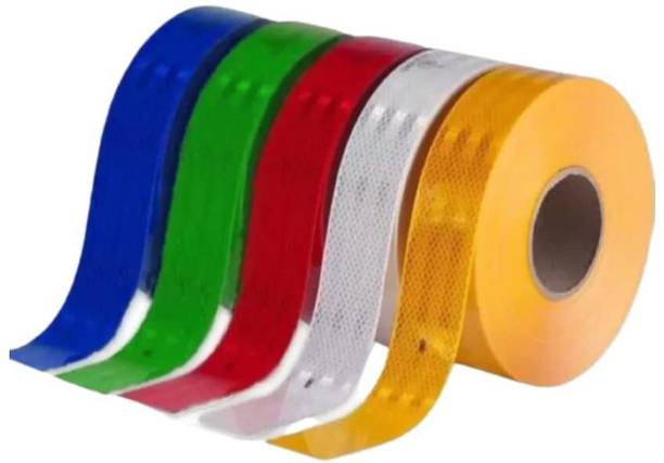 SHINY 2 Inch X 1 Meter (each) High Intensity Waterproof Warning Reflective Radium Tape 50.8 mm x 1 m (Yellow, Red, White, Green, Blue) Reflective Tape