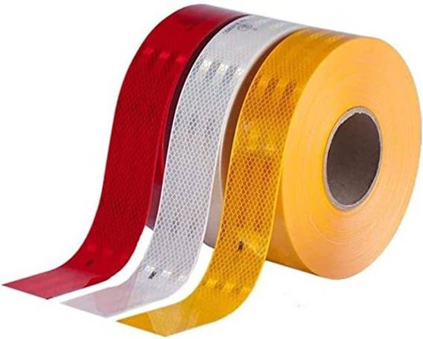 AutoVision Imported Reflective Conspicuity Tape, 1 inch (1 Meter Each) (White, Red, Yellow) 25.4 mm x 3 m White, Red, Yellow Reflective Tape