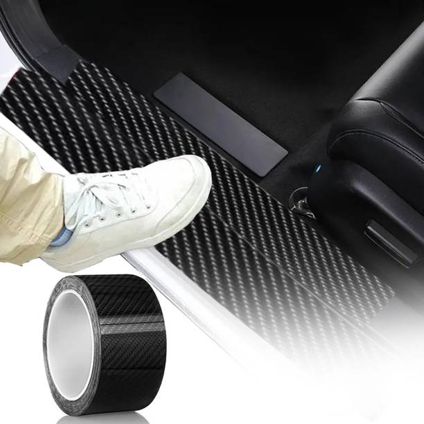 FABTEC High Gloss Black Carbon Fiber Door Edge Guard Tape Anti-Scratch (5 Meters, 5 CM) 50 mm x 5 m Black Reflective Tape