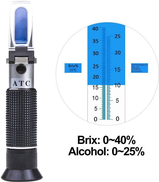 Real Instruments 0-40% Brix 0-25% Alcohol Dual Scale Refractometer Winemakers Grape Wine Tester Manual Handheld Refractometer