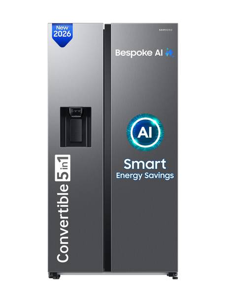 Samsung 633 L Frost Free Side by Side 3 Star Refrigerator with AI and WiFi, Convertible 5-in-1, Water and Ice Dispenser, Digital Inverter