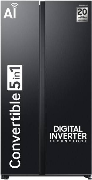 Samsung 653 L Frost Free Side by Side 3 Star Refrigerator with AI and WiFi, Convertible 5-in-1, Digit...