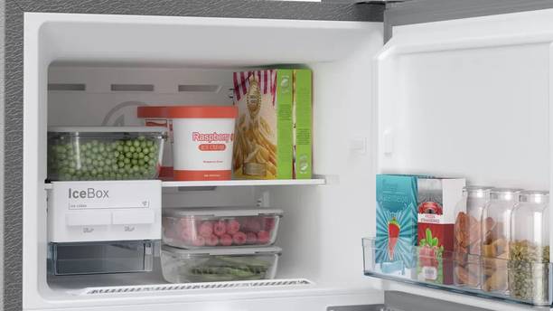 BOSCH 243 L Frost Free Double Door Top Mount 3 Star Refrigerator  (SPARKLY STEEL, CTN27S031I)