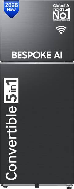 Samsung 467 L Frost Free Double Door Top Mount 3 Star Convertible Refrigerator Luxe Black, RT80F51C3KHL