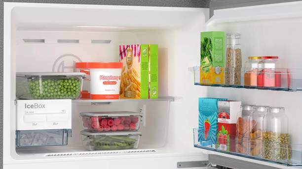 BOSCH 390 L Direct Cool Double Door Top Mount 3 Star Refrigerator  (SPARKY STEEL, CTC39S03NI)