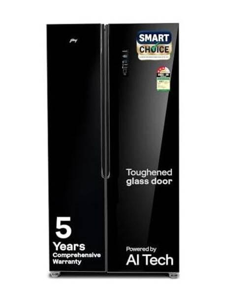 Godrej 600 L Frost Free Side by Side 3 Star Refrigerator with Powered By AI, Smart convertible Zones With Digital Touch Panel