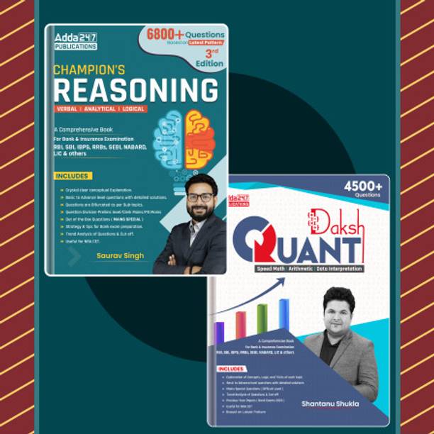 Set Of 2 Daksh Quant|Speed Math| Arithmetic| Data Interpretation And Champion Reasoning 3.0|For RBI|SBI|IBPS|RRB|SSC| Other Banks & Insurance Exams