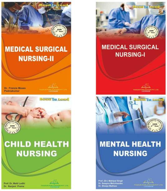 GNM Second Year 4 Book SET IN ENGLISH ONLY FOR GNM 2ND YEAR (Medical Surgical Nursing 1, Medical Surgical Nursing 2, Mental Health Nursing , Child Health Nursing)