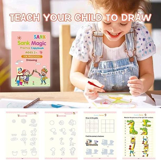 KIDS LeBULLSTORMng BOOK / Sank Magic Practice Book ( 4 Book + 10 Refill + 1 Pen + 1 Grip)
