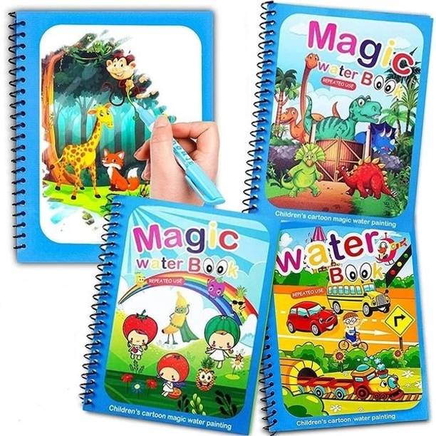 Magic Water Coloring Book, Magic Water Drawing Book Reusable Water-Reveal