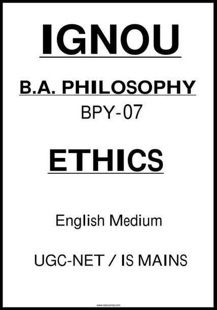 Ignou BA BPY-07-Ethics Philosophy Printed Notes In English For IAS Mains 2024