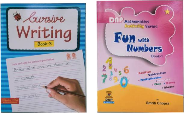 Book Combo Set Of 2 Books- Cursive Writing Book- 3 + DNP Mathematics Activity Series Fun With Numbers Book- 1