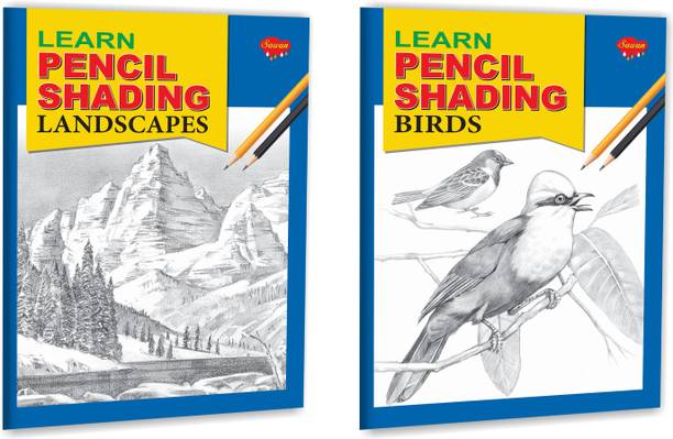 Learn Pencil Shading Landscapes and Birds Books : Activity book for kids, Pencil shading learning books, Shading book for kids | Set of 2 books.