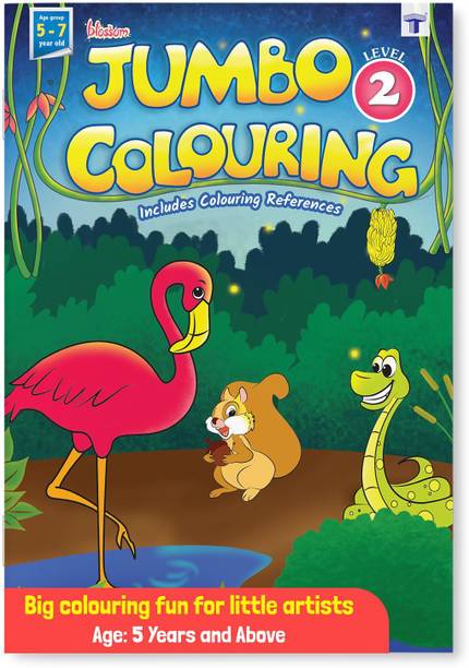 Jumbo Colouring Book For Kids | Level 2 | 5 To 7 Years Old | Best Gift To Children For Drawing, Coloring And Painting