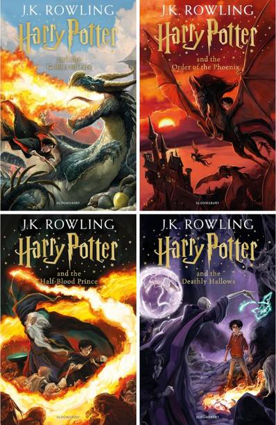 Harry Potter 4 Book Set : Harry Potter And The Goblet Of Fire + Harry Potter And The Order Of The Phoenix + Harry Potter And The Half-Blood Prince + Harry Potter And The Deathly Hallows