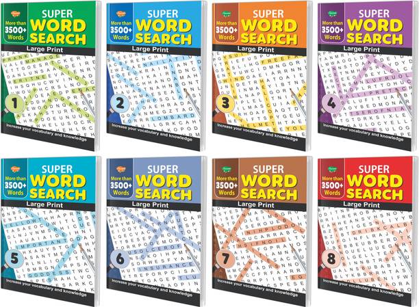 Set Of 8 Super Word Search - 1,2,3,4,5,6,7 & 8 :A Creative Session For Young Minds