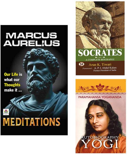 Meditations + Socrates + Autobiography Of A Yogi | Ancient Wisdom For Modern Souls | Inner Peace | Life Philosophy | Divine Purpose | Mindfulness | Personal Growth | Spirituality | Socrates | Yogic Path | Meditation Practice (Set Of 3 Books In English)